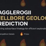 The ROGII Wellbore Geology Prediction competition banner, an orange flame mark beside well-log curves on a dark field, the title card for this Builder Journal series.